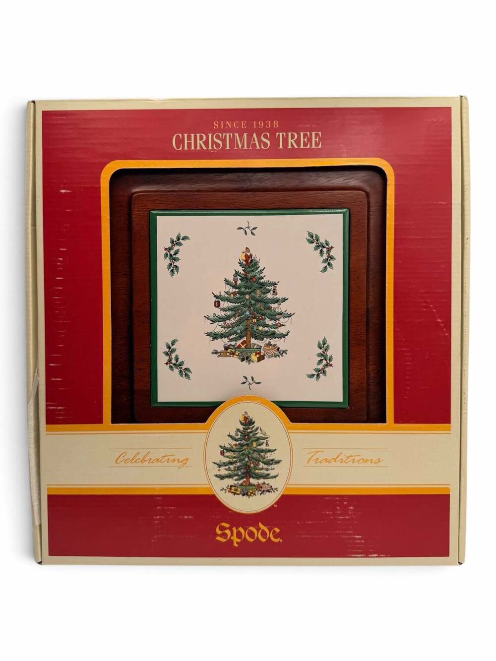 Spode Christmas Tree Square Serving Tray with Knife